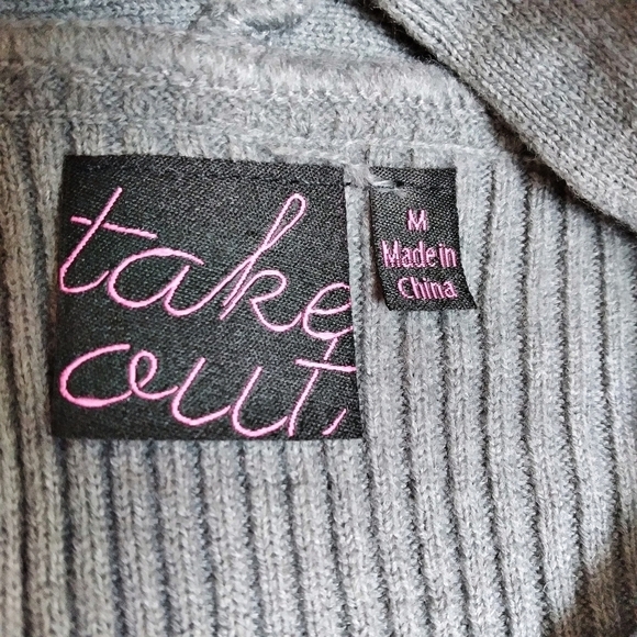 Take Out Gray Short Sleeve Mini Sweater Dress - Picture 6 of 8